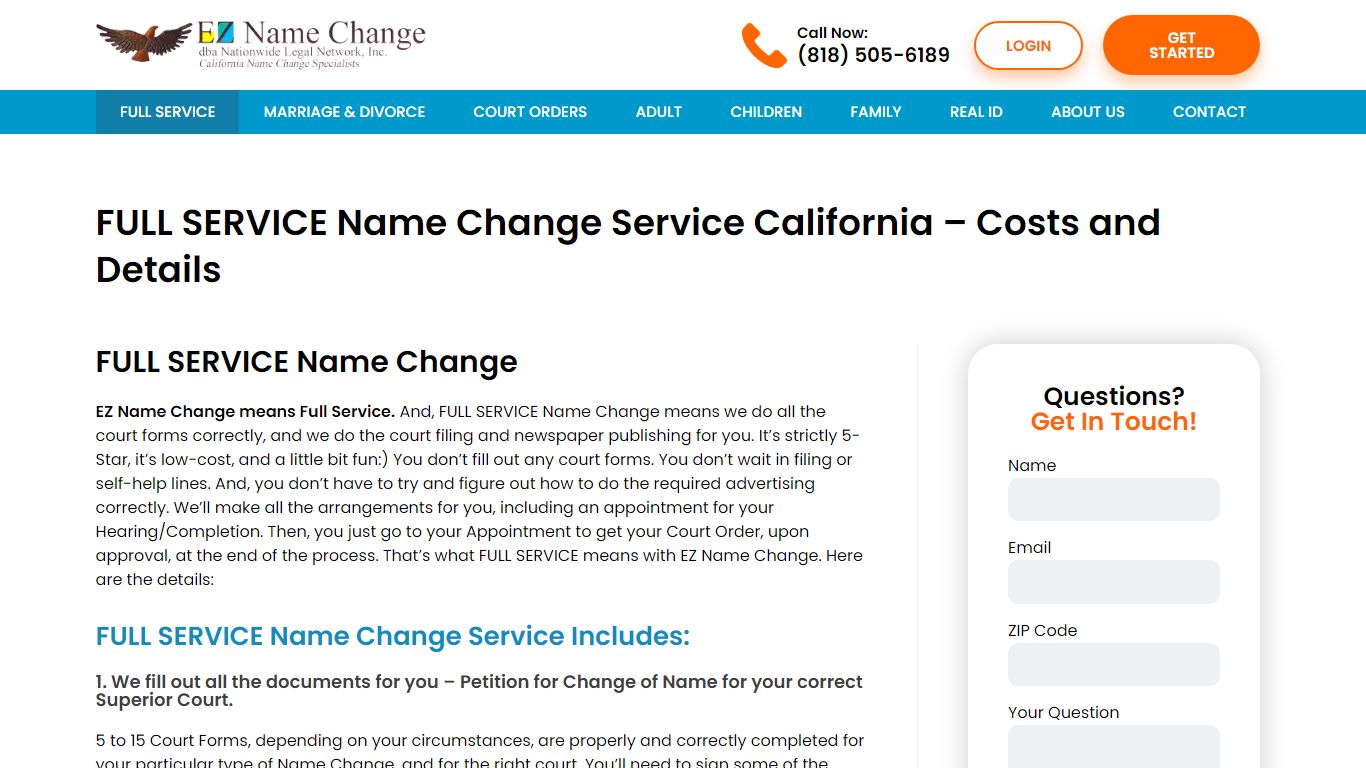 Full Service California Name Change Service - Costs and Details