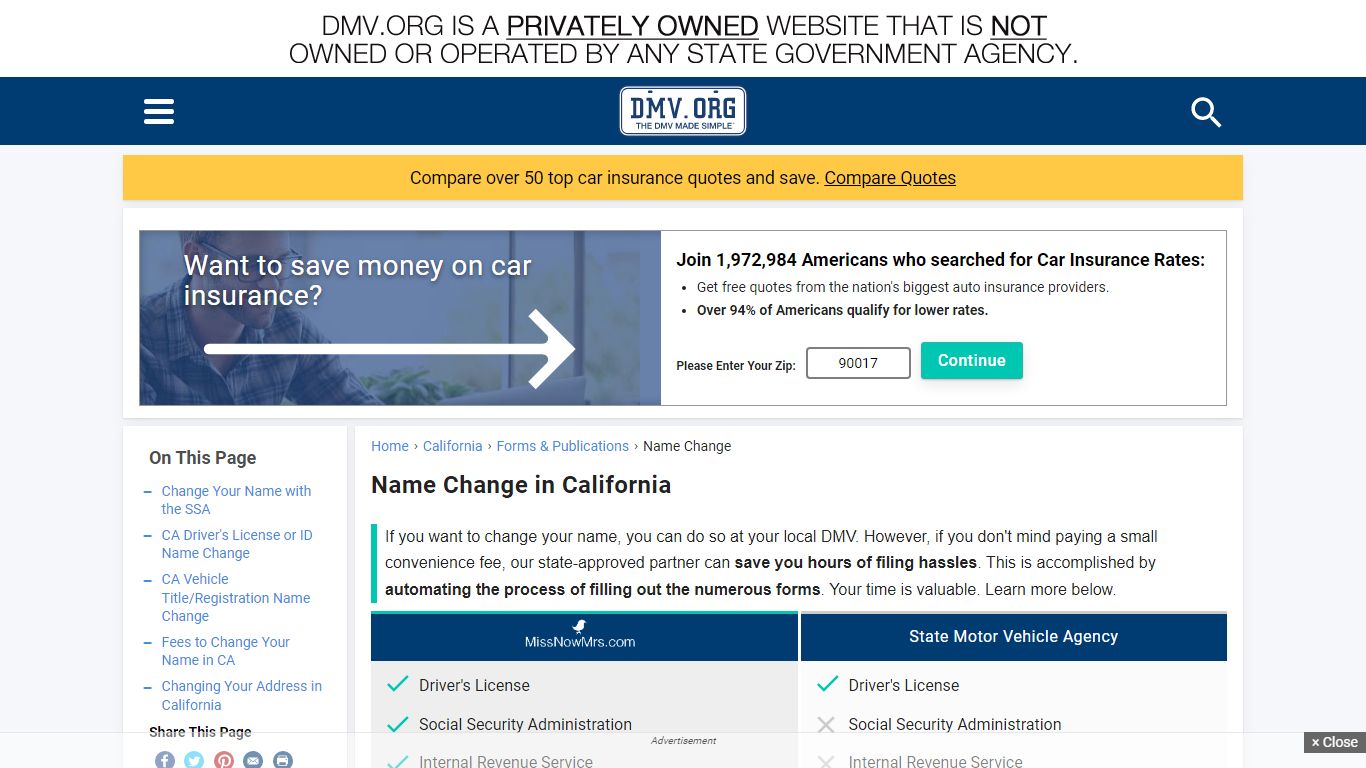 Does it cost to change your name in deals california